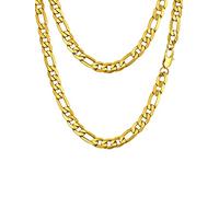 El hombre - Collar de cadena de malla Figaro 3 en 1 de acero inoxidable/chapado en oro, ancho 4/6/9/13 mm, longitud 36/46/51/55/61/66/71/76 cm, 61 CM, Metal no precioso, No es una piedra preciosa