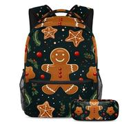 El hombre de jengibre vuelve a la escuela listo con nuestro juego de mochila y estuche para niños, niñas y adolescentes, Multicolor#07, B：29.4x20x40cm P：19x7.5x3.8cm, Mochilas Daypack