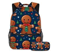 El hombre de jengibre vuelve a la escuela listo con nuestro juego de mochila y estuche para niños, niñas y adolescentes, Multicolor#06, B：29.4x20x40cm P：19x7.5x3.8cm, Mochilas Daypack