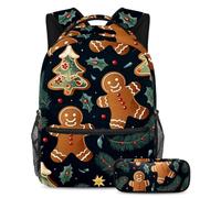 El hombre de jengibre vuelve a la escuela listo con nuestro juego de mochila y estuche para niños, niñas y adolescentes, Multicolor#02, B:29.4x20x40cm P:19x7.5x3.8cm, Mochilas Daypack