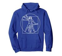 El Hombre de Vitruvio, Guitarrista rockero, Guitarrista Da Vinci Sudadera con Capucha, Unisex para Adultos, Azul Real, L