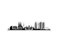 El horizonte de Barcelona en la pared Adhesivo de pared Dormitorio Skyrim Ciudad urbana Adhesivo de pared Sala de juegos Hogar-S-11x56cm-Black
