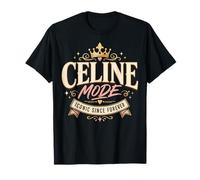 El icónico gráfico de la Corona con Cita de Celine Mode con el Nombre de Forever Camiseta