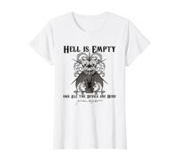 EL Infierno ESTÁ VACÍO Y Todos LOS DIABLOS ESTÁN AQUÍ Shakespeare Meme Camiseta gráfica económica, Mujer, Blanco, S