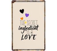 El Ingrediente Secreto Es El Amor Pintura De Hojalata Placa Retro Cartel De Chapa Divertida Pared Muestra Placa para Cerveza Taller Jardín 20X30Cm