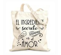 El ingrediente secreto español siempre es el amor. Frases de cocina, secretos familiares, frases de amor y corazón. Bolsos de calicó para mujer Tela de 12 oz de grosor Plegable 31x36cm Mediano