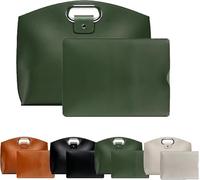 El juego de 2 piezas: sofisticado juego de laptop y bolso de mano de cuero impermeable para negocios, juegos literales de 2 piezas para laptop y bolsa, bolsa de trabajo, Green, As shown