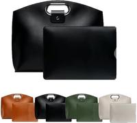 El juego de 2 piezas: sofisticado juego de laptop y bolso de mano de cuero impermeable para negocios, juegos literales de 2 piezas para laptop y bolsa, bolsa de trabajo, Black, As shown