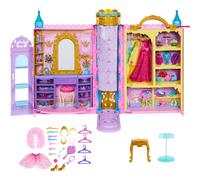 El juego de armario de juguetes de princesas Disney de Mattel, Ready for The Ball, se abre a 2 pies de ancho e incluye 2 modas, 25 accesorios, al