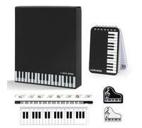 El juego de caja de regalo de papelería musical incluye 1 teclado de piano, mini cuaderno en espiral, 2 lápices de melodía musical, 2 borradores de notas musicales en forma de piano, 1 regla de piano