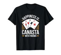 El Juego de Cartas Happiness Is Playing Canasta con los Amigos Camiseta gráfica económica, Hombre, Negro, L