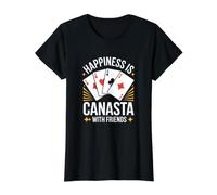 El Juego de Cartas Happiness Is Playing Canasta con los Amigos Camiseta gráfica económica, Mujer, Negro, M