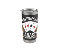 El juego de cartas Happiness Is Playing Canasta con los amigos Vaso térmico de acero inoxidable de doble pared