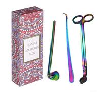 El juego de cuidado de velas incluye recortadora, apagador y cuchara, accesorios de acero inoxidable para decoración elegante del hogar (color)