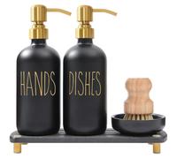 El juego de dispensador de jabn MOMEEMO viene con bombas de acero inoxidable, bandeja de secado instantneo y cepillo para fregar platos, adecua