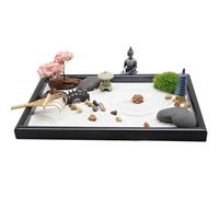 El juego de jardín en miniatura incluye rastrillos falsos bonsáis estatuas budistas para arte consciente y meditaciones tranquilas, práctica de piedra de arena