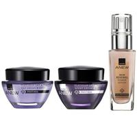 El juego de potencia Anew Anew Platinum Protinol™ incluye crema Day SPF20 de 50 ml, crema de noche de 50 ml y suero Protinol™ Power de 30 ml.