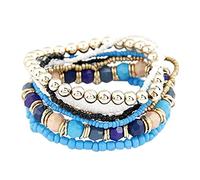 El juego de pulseras de cuentas coloridas es ideal para amigas, hermanas y niñas, deja que la pulsera sea testigo de tus aretes de gota de cuero para mujer, talla única, Metal, No es una piedra