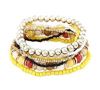 El juego de pulseras de cuentas coloridas es ideal para amigas, hermanas y niñas, deja que la pulsera sea testigo de tus aretes de gota de cuero para mujer, talla única, Metal, No es una piedra