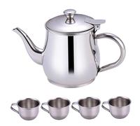El Juego de té Infantil Incluye Tetera de Acero Inoxidable de 330 ml de 330 ml de Tetera Larga con Pantalla de Filtro y 4 Tazas de 70 para niños acampando Regalos en casa