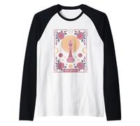El jugador de ajedrez floral estilo carta del tarot de la re Camiseta Manga Raglan