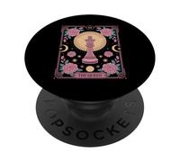 El jugador de ajedrez floral estilo carta del tarot de la re PopSockets PopGrip Adhesivo