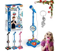 El juguete de micrófono todo en uno, micrófono para niños con soporte, 5 en 1 Kid Star, 2026 nuevos micrófonos de karaoke, con música y luz, para niñas y niños cantando, fiesta divertida (azul)
