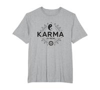 El Karma es Real: Sabiduría del Equilibrio Espiritual del Yin Yang Camiseta, Hombre Tallas Grandes, Gris Jaspeado, 2X Alto