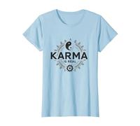El Karma es Real: Sabiduría del Equilibrio Espiritual del Yin Yang Camiseta, Mujer, Azul Bebé, S