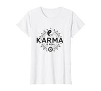El Karma es Real: Sabiduría del Equilibrio Espiritual del Yin Yang Camiseta, Mujer, Blanco, XL
