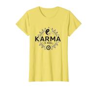 El Karma es Real: Sabiduría del Equilibrio Espiritual del Yin Yang Camiseta, Mujer, Limón, L