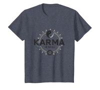 El Karma es Real: Sabiduría del Equilibrio Espiritual del Yin Yang Camiseta, Niños, Azul Jaspeado, 10 años
