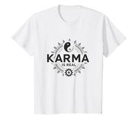 El Karma es Real: Sabiduría del Equilibrio Espiritual del Yin Yang Camiseta, Niños, Blanco, 4 años