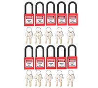 El kit de bloqueo y etiquetado SustVita de 38 mm contiene 10 candados de seguridad eléctricos y cuenta con un cuerpo de bloqueo de seguridad de nailon no conductor, ideal para el (Roja)