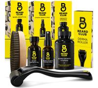 El kit de crecimiento de barba de la firma del Beard Club - Derma Roller Beard Growth Growing Beard Growth Vitamins Spray vitamina y cepillo de barba
