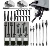 El kit de raspador de polen incluye un cepillo de limpieza de plástico, una cuchara de metal,una lata de aluminio,un raspador de plástico,un cincel de metal,una franela y una bolsa impermeable