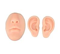 El Kit Modelo Oreja Silicona Incluye 1 Pieza Modelo Nariz y Boca y 1 par Modelos Oreja, Herramienta Enseñanza Soporte Exhibición para la Práctica Perforación (Color piel claro)