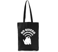 El Kraken Bolsa de Tela Tote Bag algodón orgánico grueso con mensaje gracioso, diseño original divertido, shopping de hombro 38x42 cm, fuelle, asas largas, tejido resistente 10 kg (No quiero trabajar)