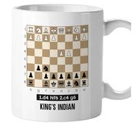 El Kraken Mug chess, openings; board; original mugs; gift; regalo, both sides printed, premium ceramic 330 mL (King's Indian)