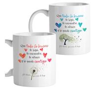El Kraken Pareja de tazas Que todo lo bueno te siga te encuentre te abrace, Tazas originales, Detalles para compañeras de trabajo, Amiga, Regalo mujer, Cerámica 330 mL (Duplo Mix)