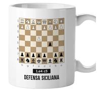 El Kraken Taza Ajedrez, aperturas, tablero, tazas originales, chess, regalo, diseño en ambas caras, Cerámica 330 mL (Sicilian)