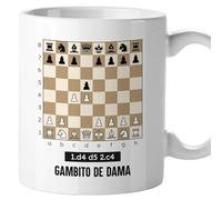 El Kraken Taza Ajedrez, aperturas, tablero, tazas originales, chess, regalo, diseño en ambas caras, Cerámica 330 mL (Gambito de dama)