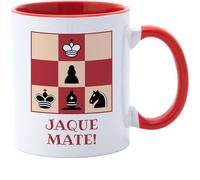 El Kraken Taza Ajedrez, jaque mate, checkmate, tablero, tazas originales, chess, regalo para niños, infantil, interior y asa de color, diseño en ambas caras, Cerámica 330 mL (Rojo)