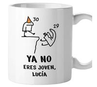 El Kraken Taza cumpleaños personalizada, Tazas originales, Nombre personalizable, años, Regalo para amigas, compañeros de trabajo, Cerámica 330 mL (Ya no eres joven + NOMBRE)