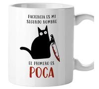 El Kraken Taza gato, tazas de gatos originales, con frases divertidas, graciosa, amigo invisible, Regalo, Cerámica 330 mL (Paciencia)