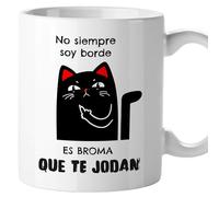 El Kraken Taza gato, tazas de gatos originales, con frases divertidas, graciosa, amigo invisible, Regalo, Cerámica 330 mL (No siempre soy borde)