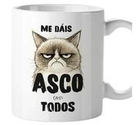 El Kraken Taza gato, tazas de gatos originales, con frases divertidas, graciosa, amigo invisible, Regalo, Cerámica 330 mL (Me dais asco casi todos)