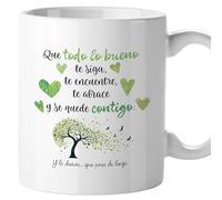 El Kraken Taza Que todo lo bueno te siga te encuentre te abrace, Tazas originales, Detalles para compañeras de trabajo, Amigo invisible, Regalo para mujer, Cerámica 330 mL (Tonos verdes)
