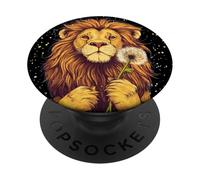 El lado suave de un león sosteniendo un traje de diente de león PopSockets PopGrip Adhesivo