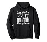 El Lago es mi Lugar Feliz Amante Divertido al Aire Libre Sudadera con Capucha